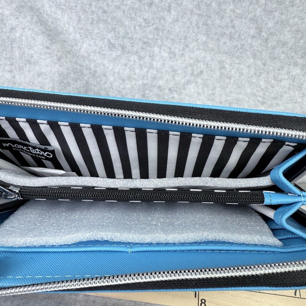 Marc Tetro Schnauzer Large Wallet Blue Zip Around Faux Leather Multi Compartment - Picture 7 of 10